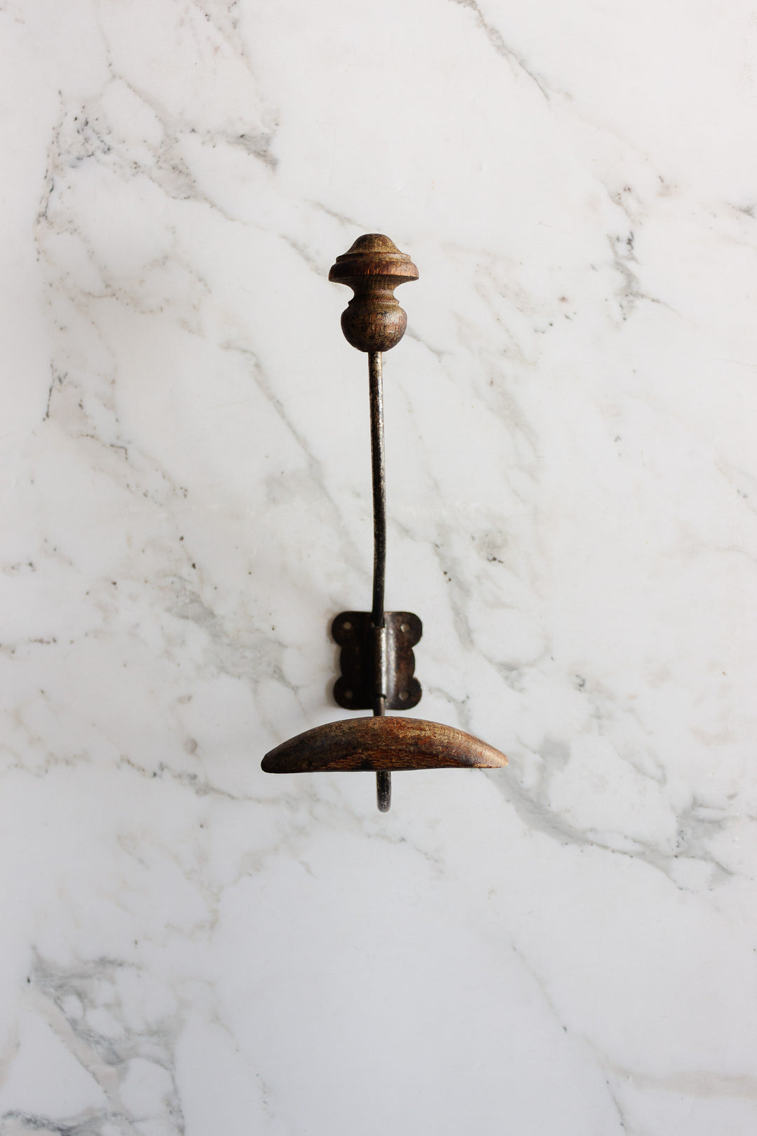 antique french wood and cast iron hat hook