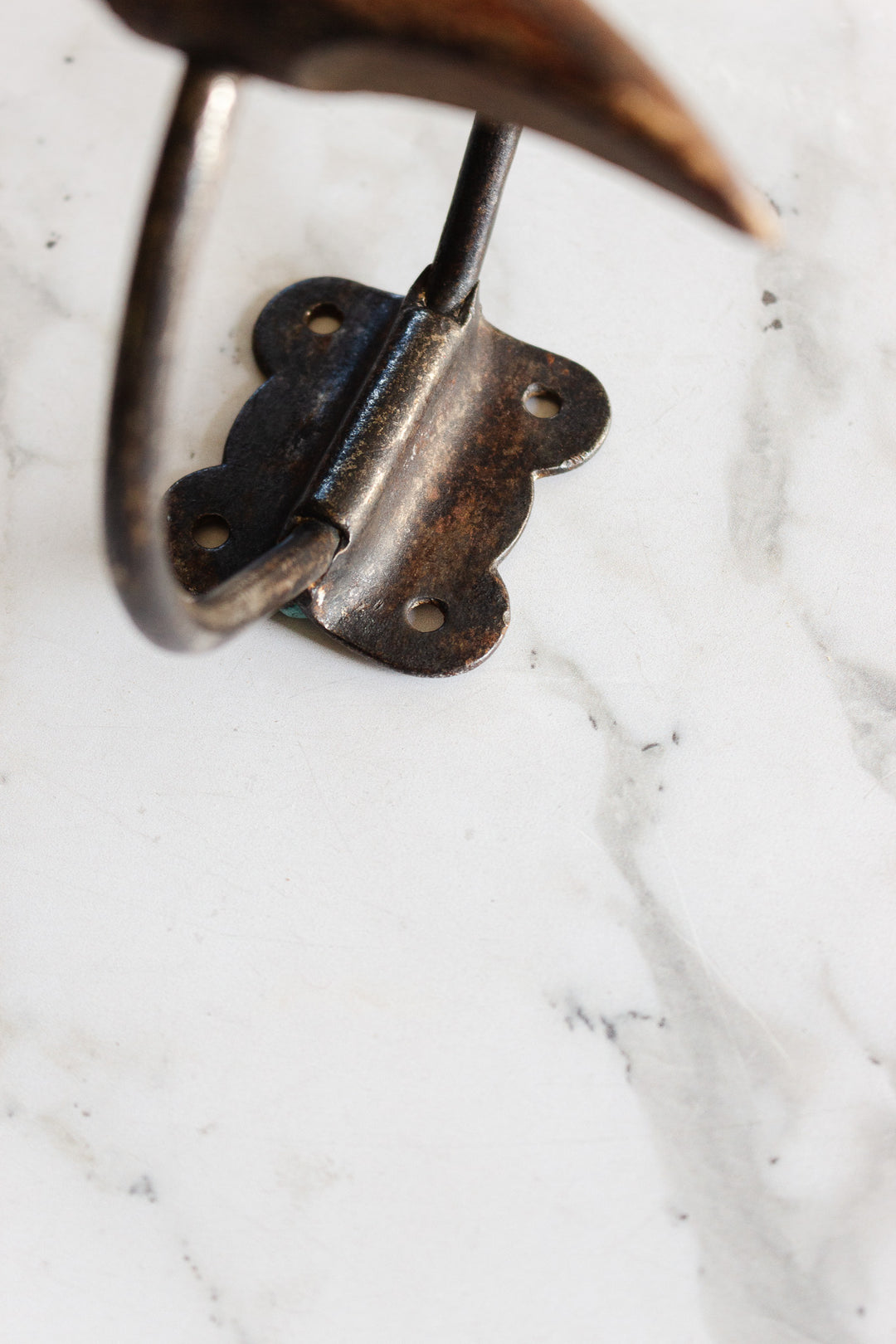 antique french wood and cast iron hat hook