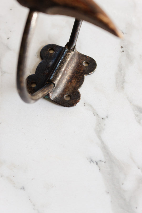 antique french wood and cast iron hat hook