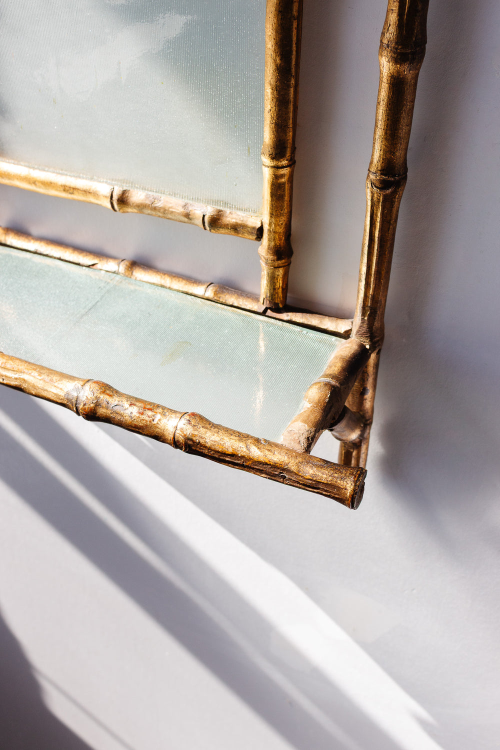 vintage french faux bamboo and glass shelf