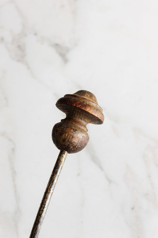 antique french wood and cast iron hat hook