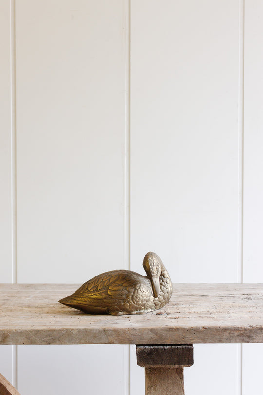 vintage french cast brass duck