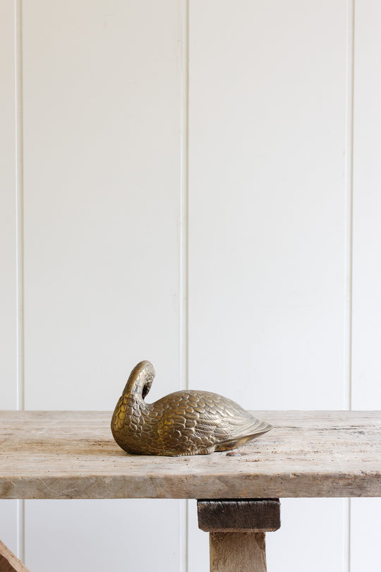 vintage french cast brass duck