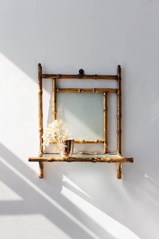 vintage french faux bamboo and glass shelf