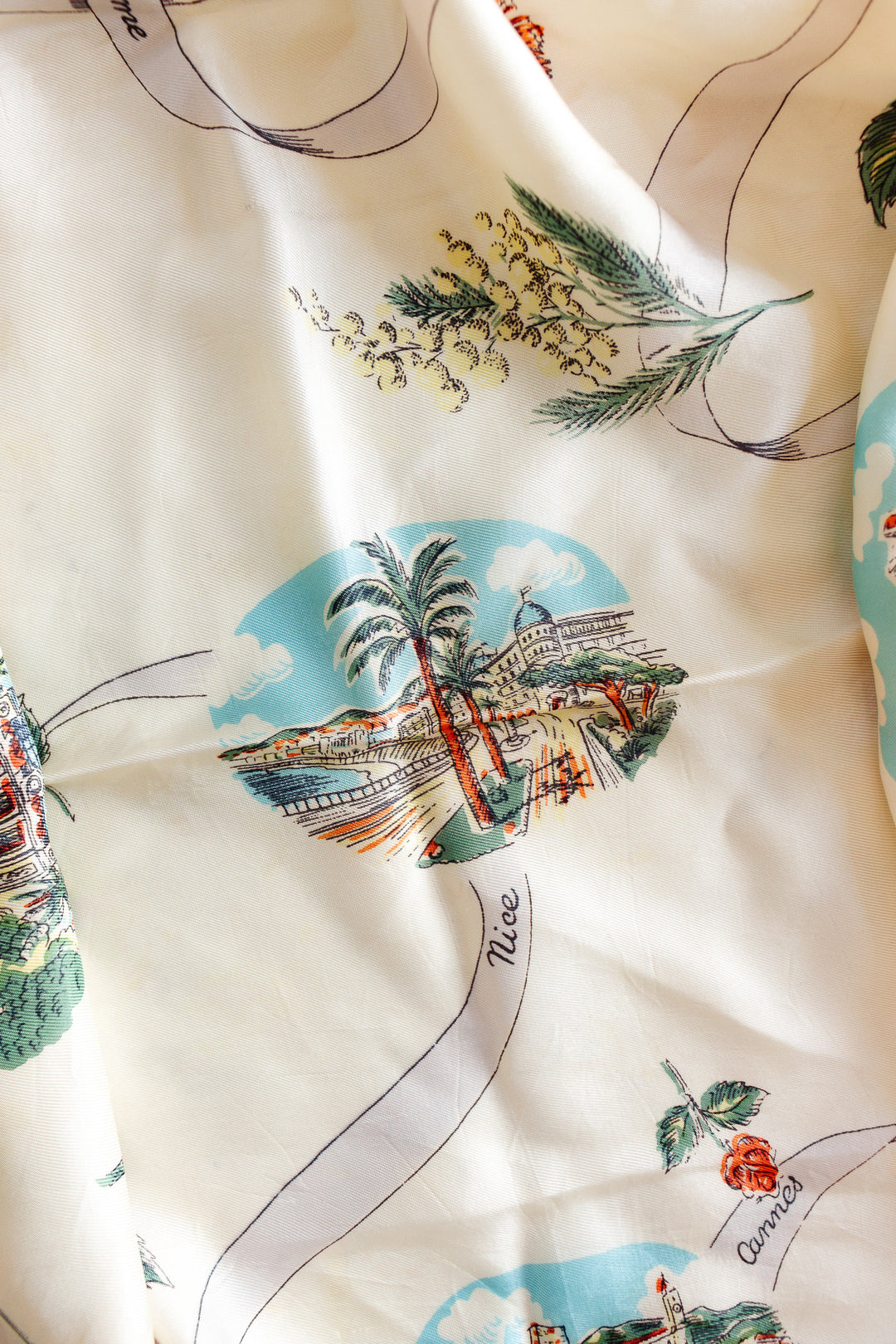 vintage french côte d'azur silk scarf