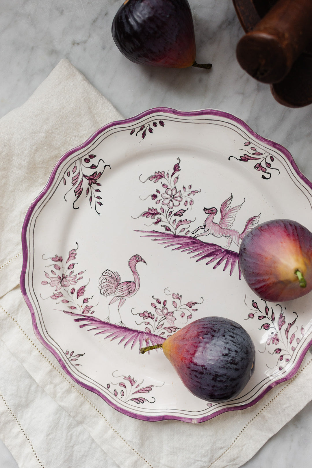 vintage french moustiers style violet plate