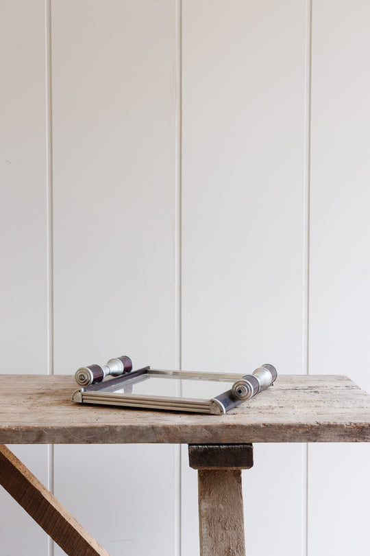 art deco french mirrored cocktail tray