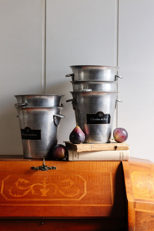 vintage french aluminum champagne "charles de fère" bucket