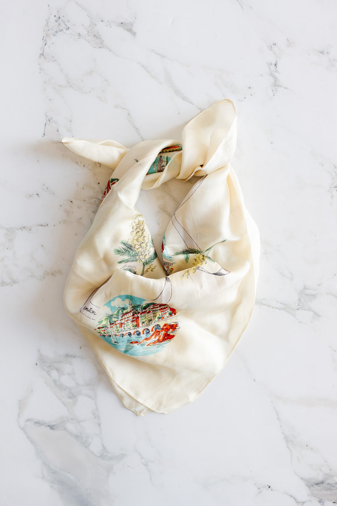 vintage french côte d'azur silk scarf