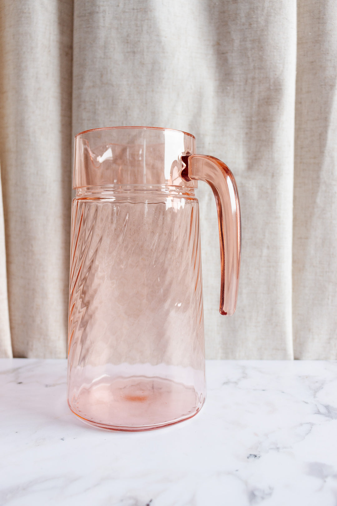 vintage French rosaline glass pitcher