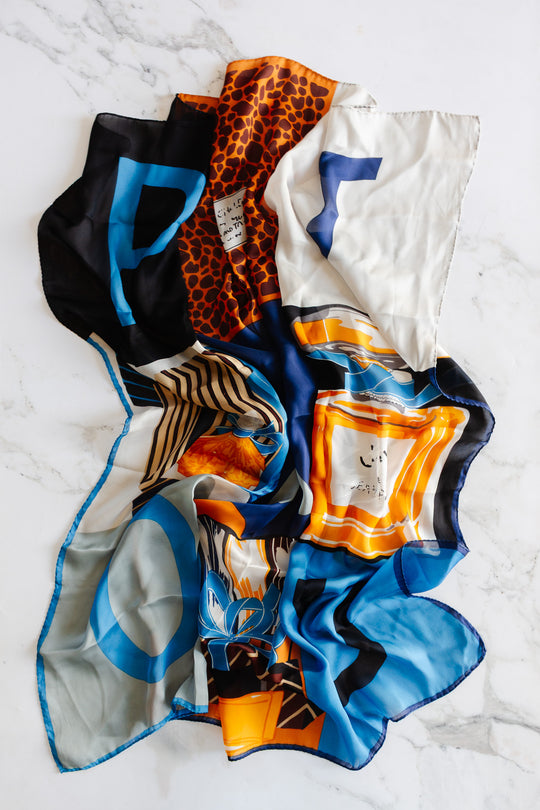 vintage french jean patou silk scarf