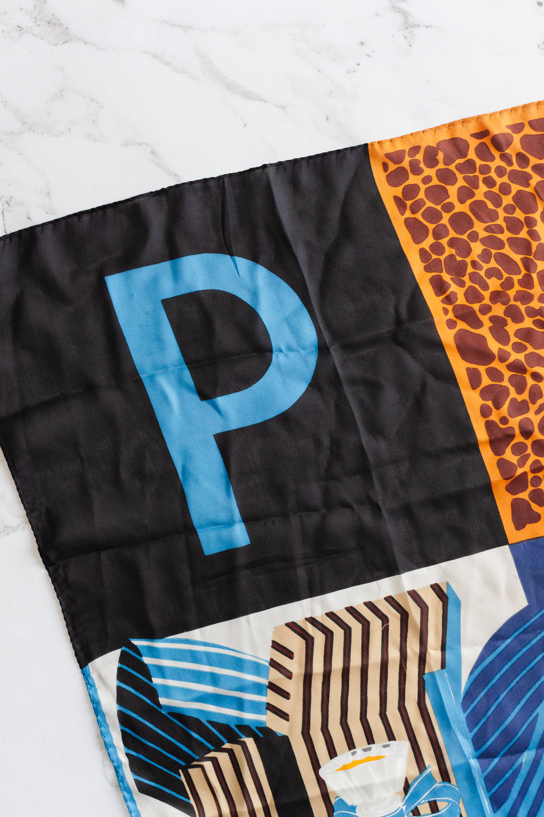 vintage french jean patou silk scarf