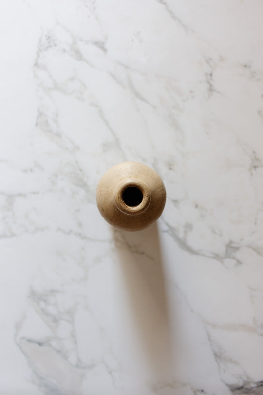 antique french stoneware liquor bottle, cream