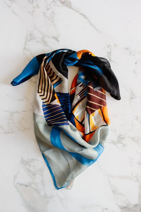 vintage french jean patou silk scarf