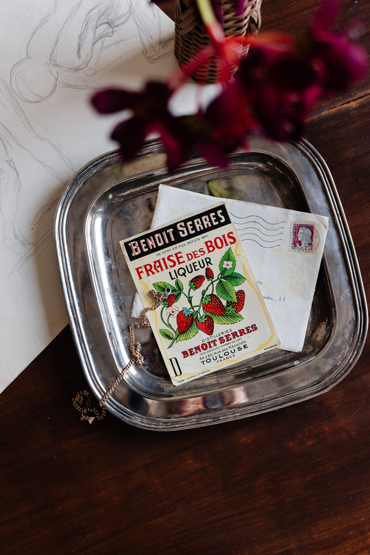 antique french silverplate square tray