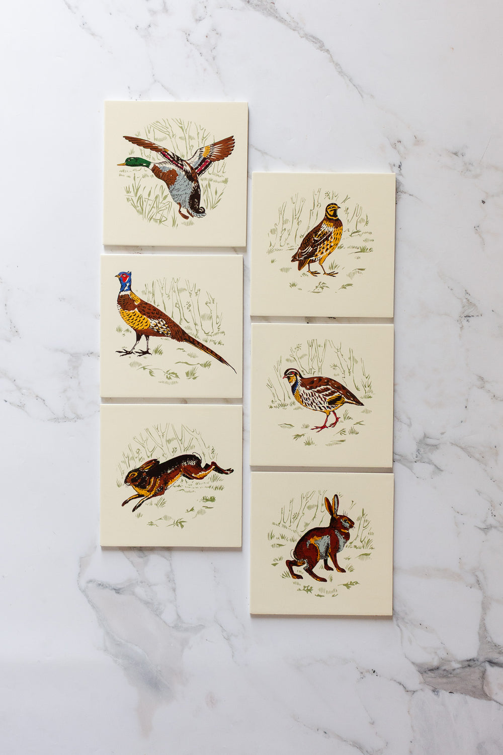 midcentury french ceramic gien hunting themes tiles