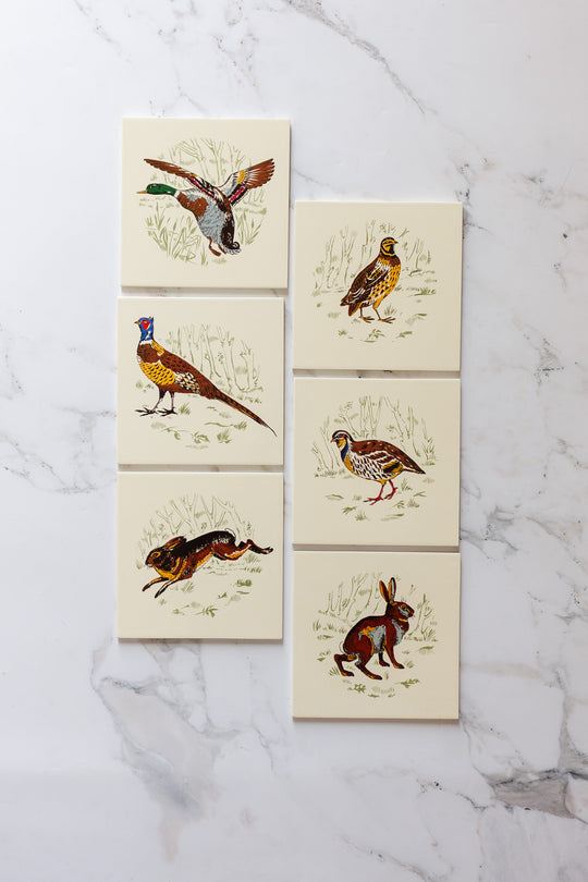 midcentury french ceramic gien hunting themes tiles