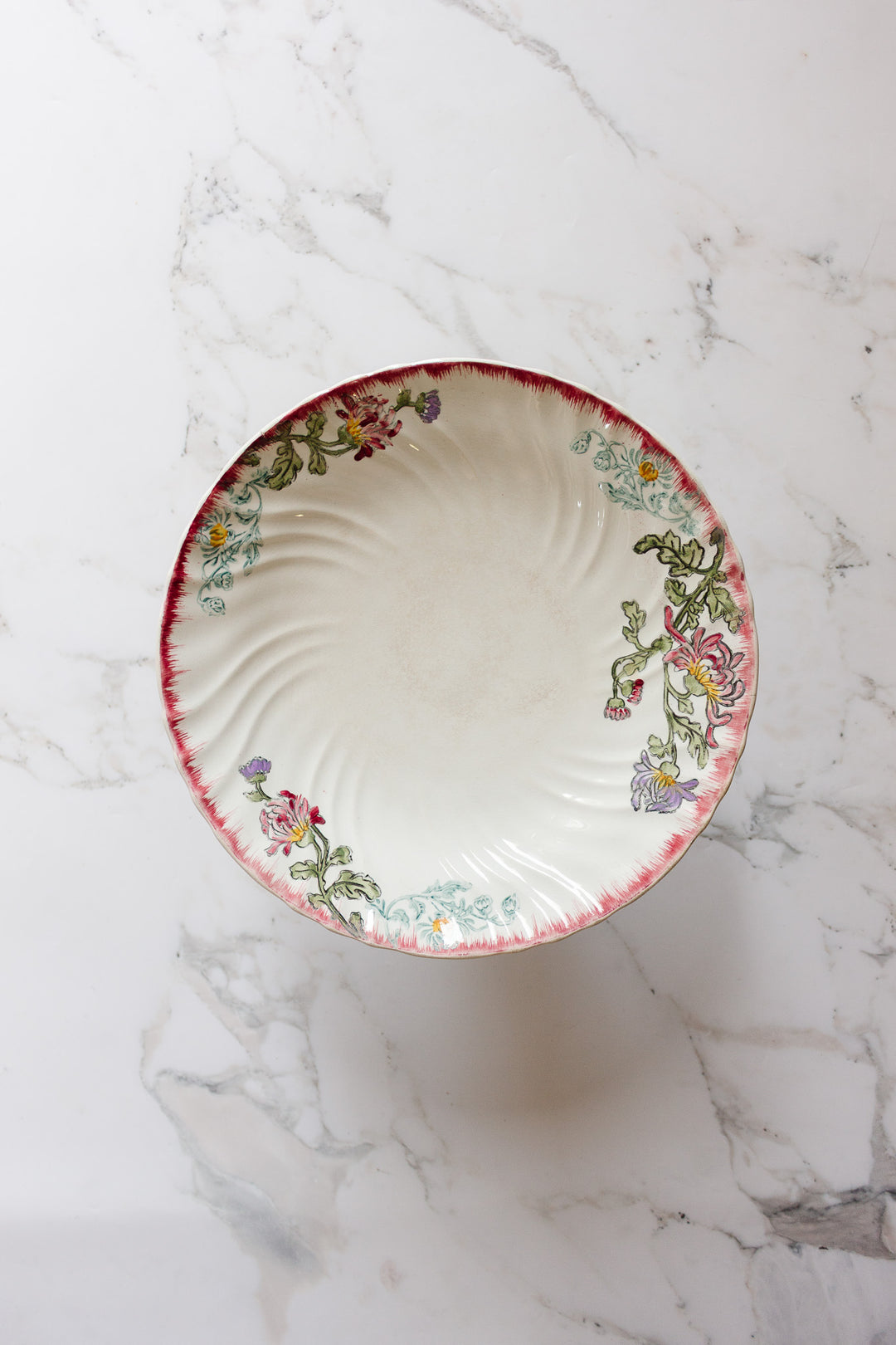 antique french longwy polychrome "compotier"