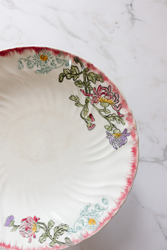 antique french longwy polychrome "compotier"