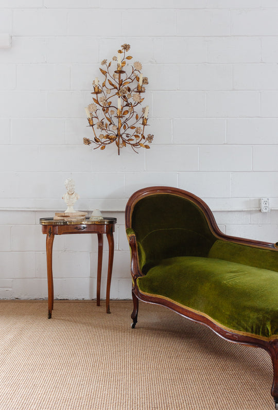 pair of vintage French Louis XV marble top side tables