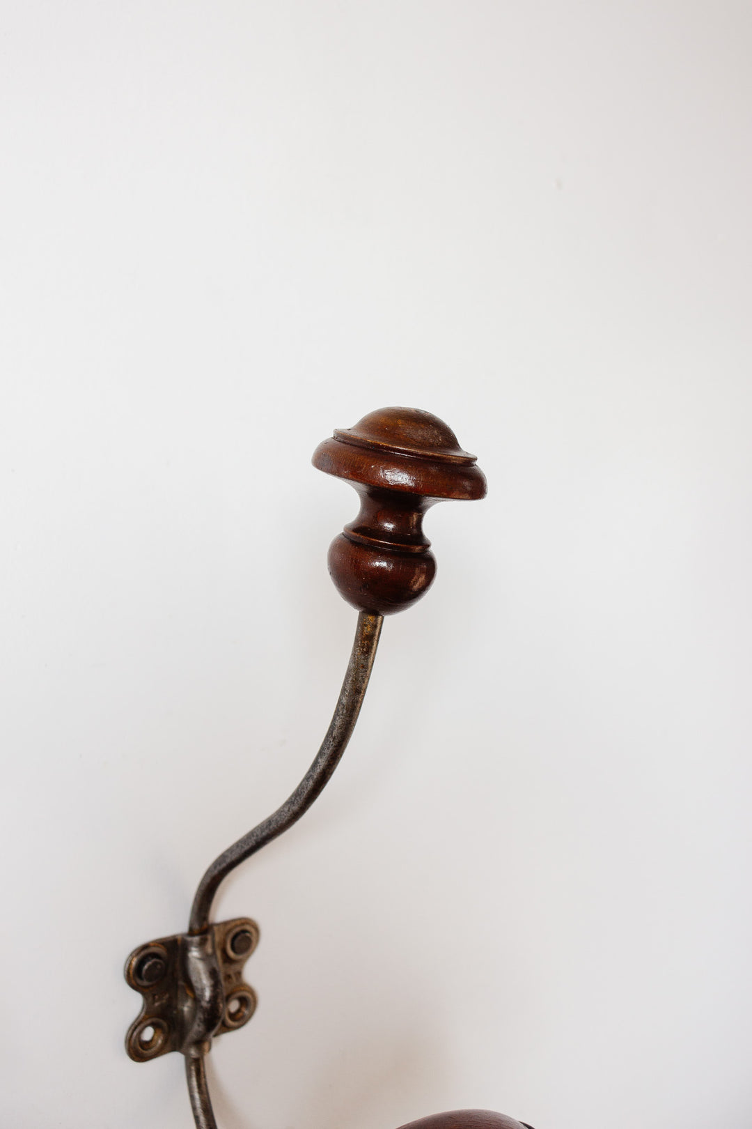 antique french wood and cast iron coat and hat hook