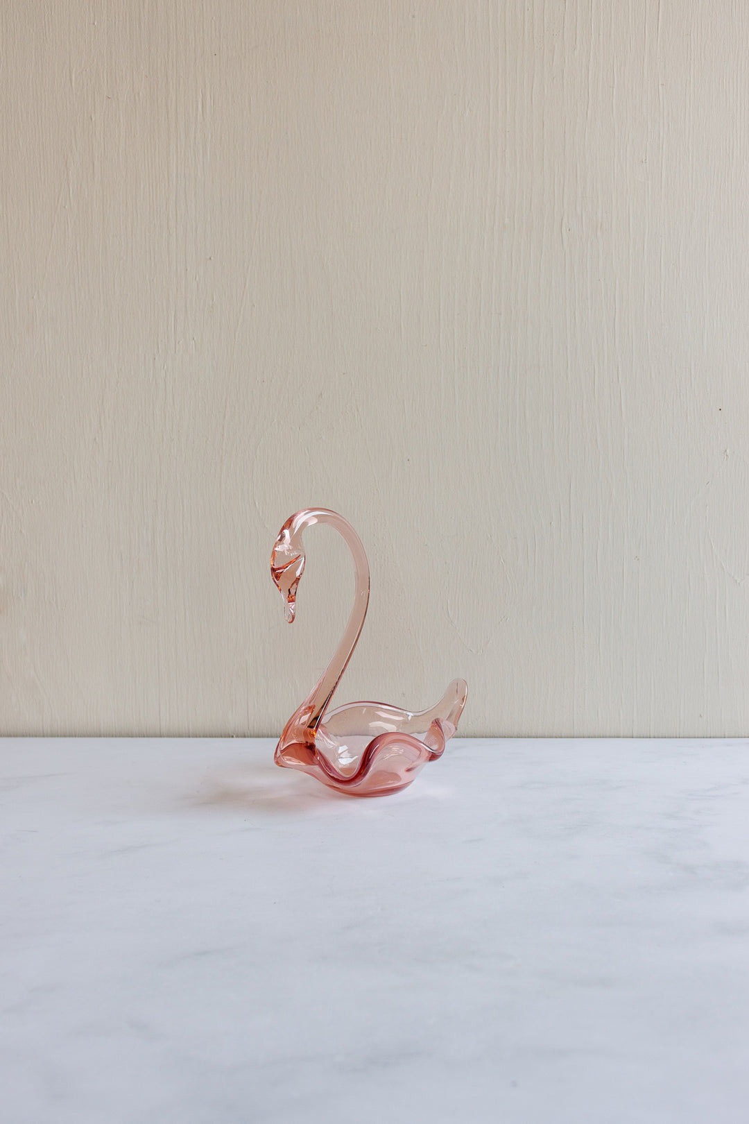 vintage french pink glass swan catchalls