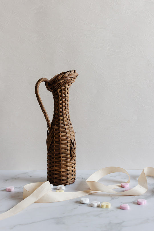 vintage french wicker wrapped bottle