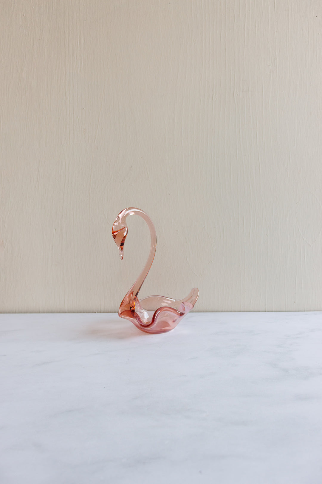 vintage french pink glass swan catchalls