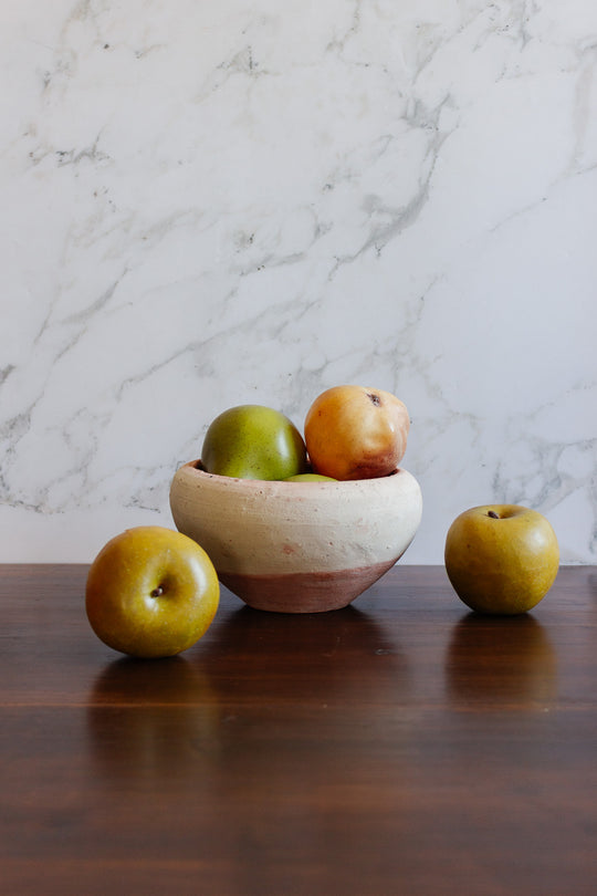 antique french two tone unglazed stoneware bowl