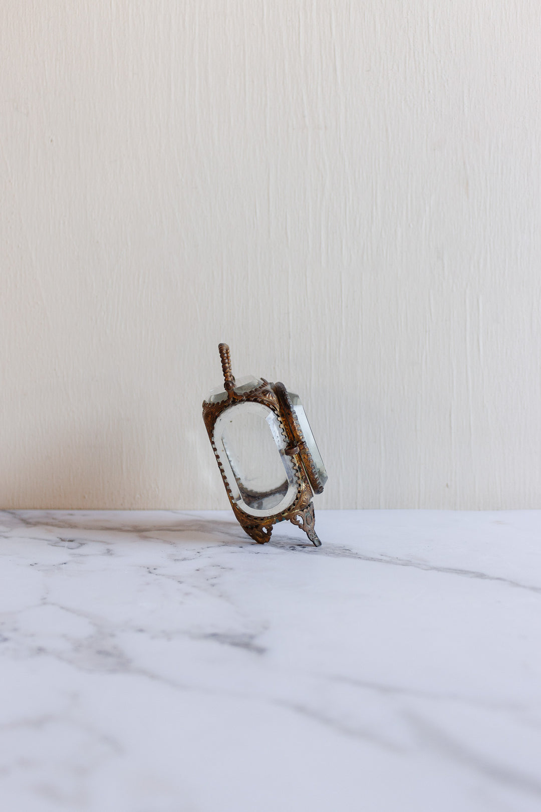 antique french standing beveled glass and ormolu bijoux casket