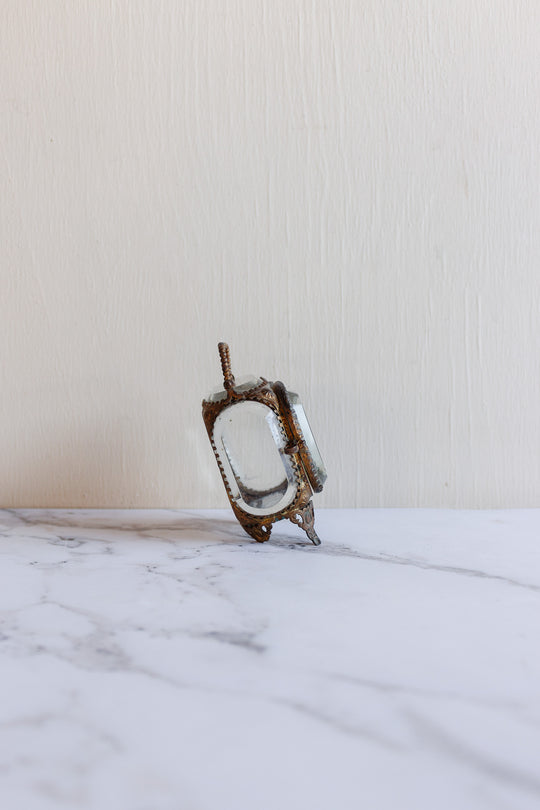 antique french standing beveled glass and ormolu bijoux casket