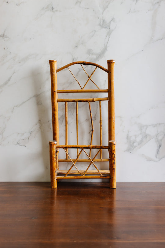 vintage french tabletop standing bamboo shelf