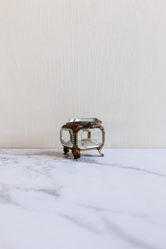 turn of the century French ormolu & beveled glass bijoux casket
