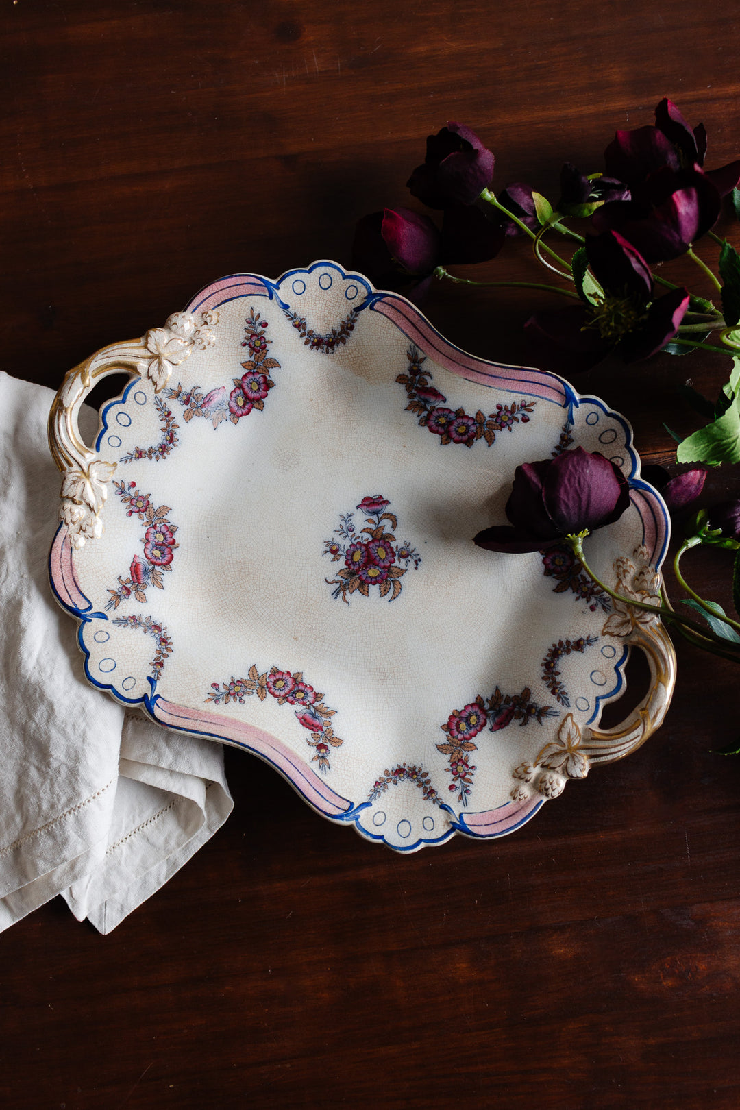 antique hand painted platter