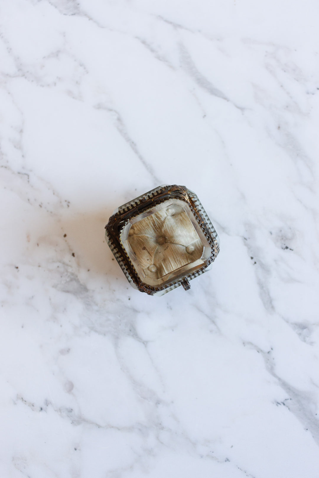 turn of the century French ormolu & beveled glass bijoux casket