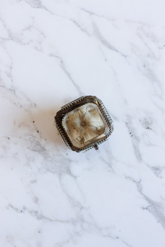 turn of the century French ormolu & beveled glass bijoux casket