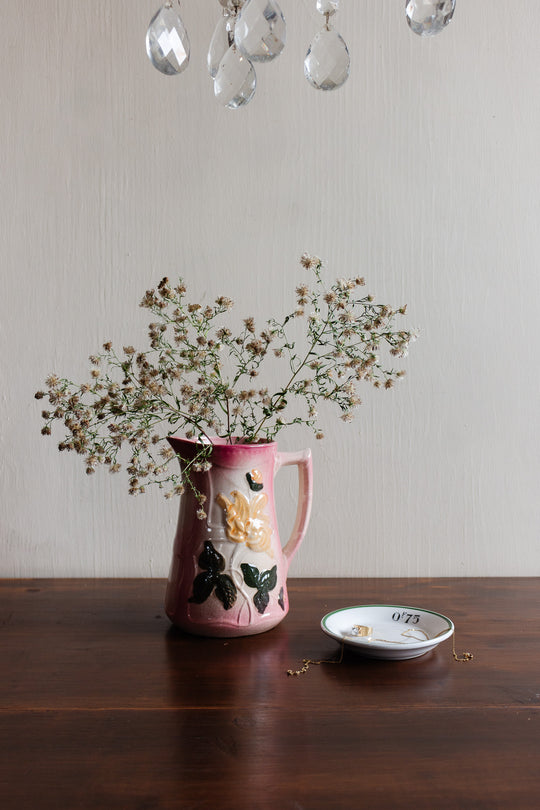 antique french turn of the century majolica pitcher