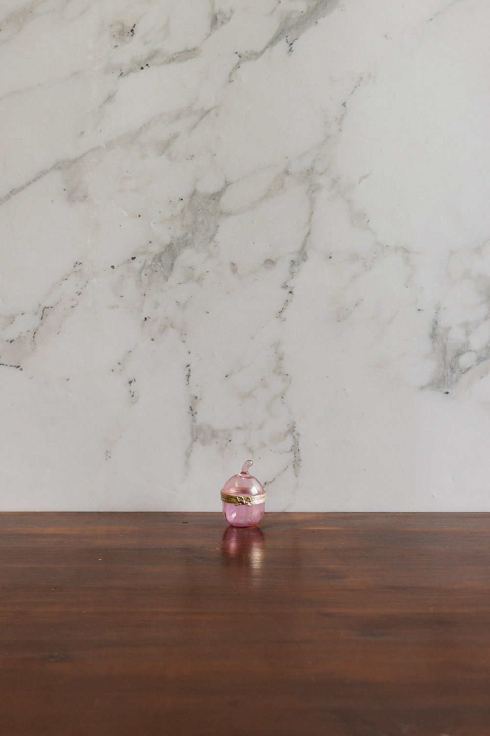 vintage french miniature pink acorn pill box