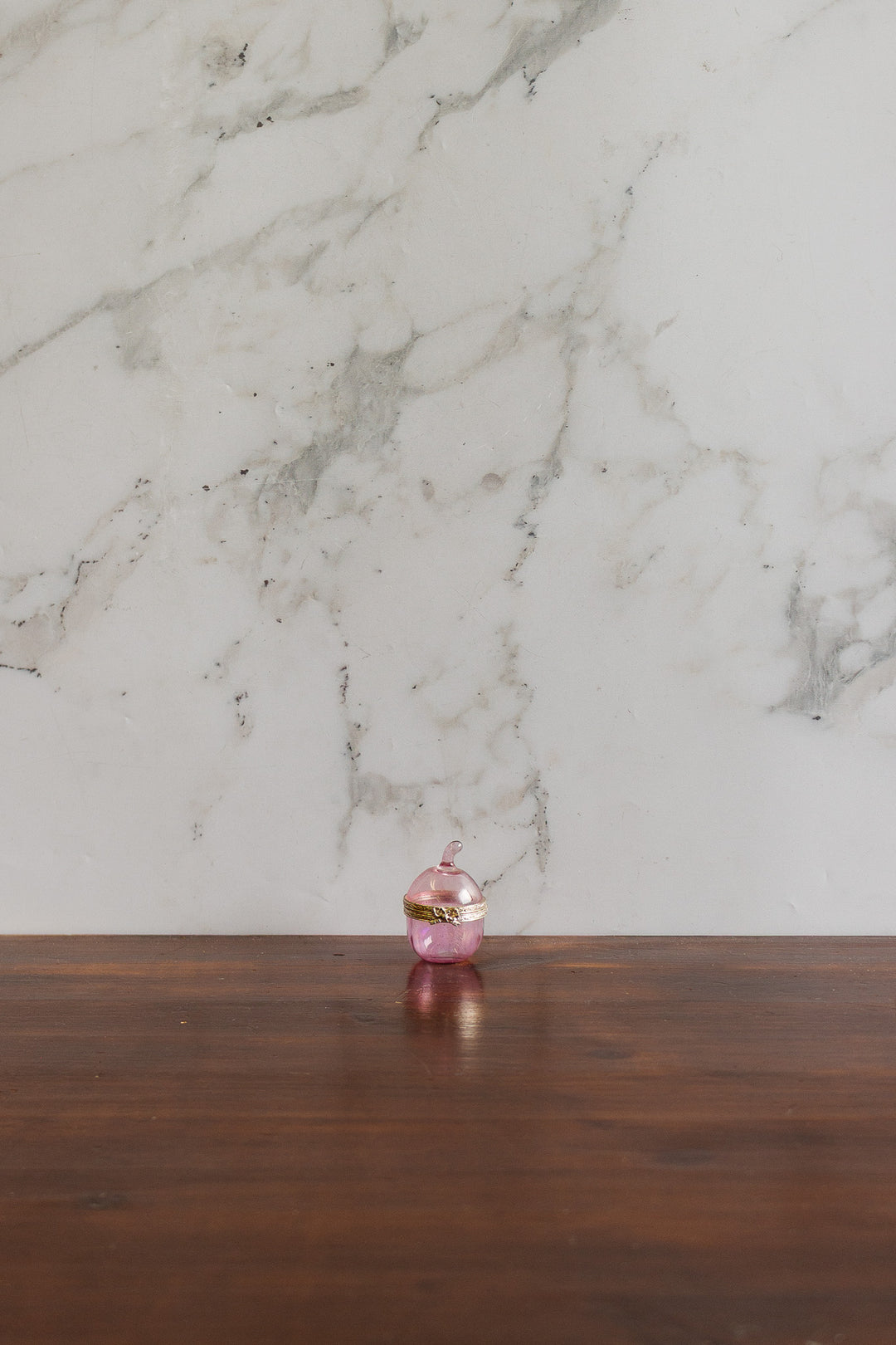 vintage french miniature pink acorn pill box