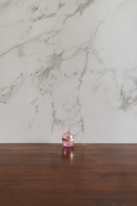 vintage french miniature pink acorn pill box