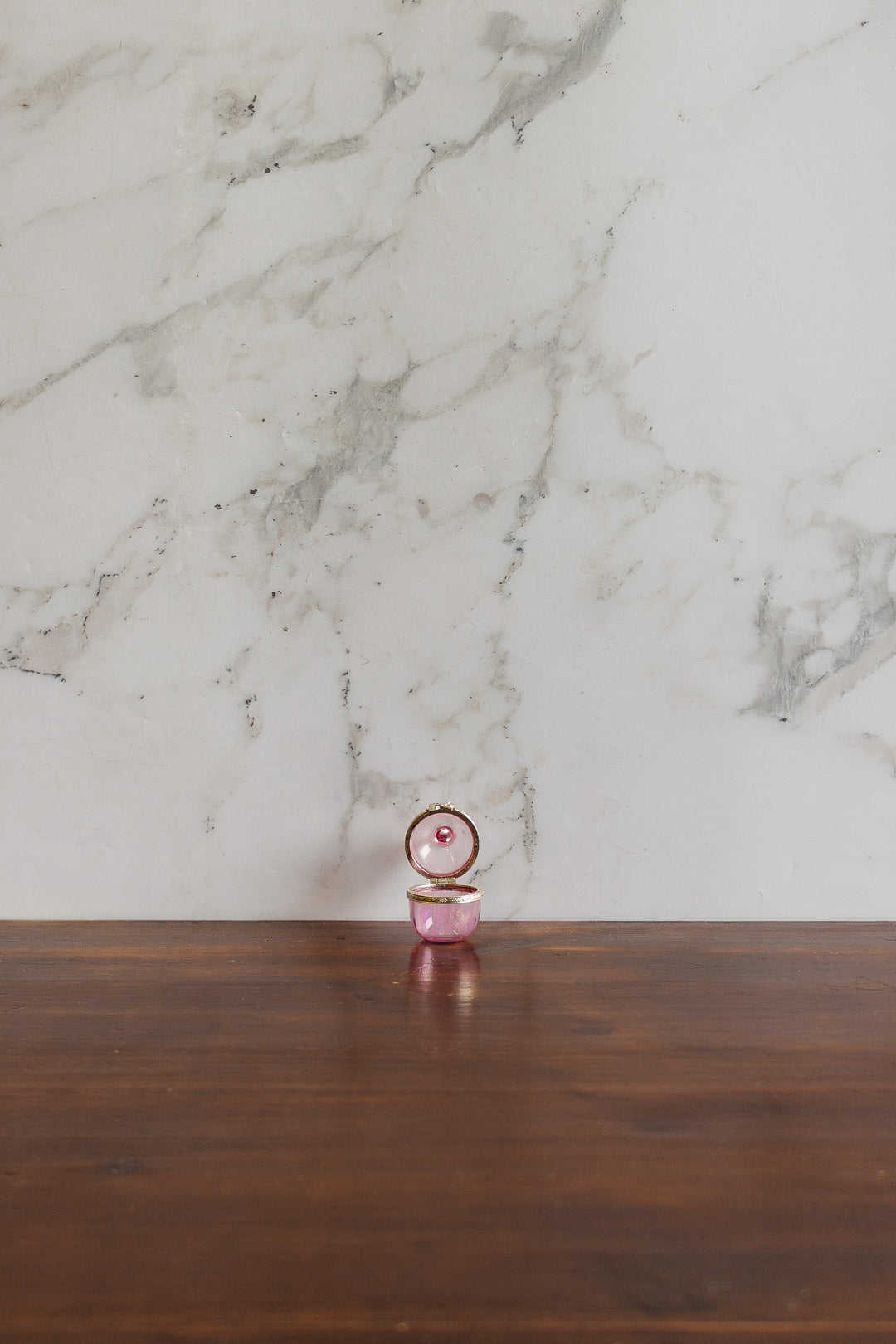vintage french miniature pink acorn pill box