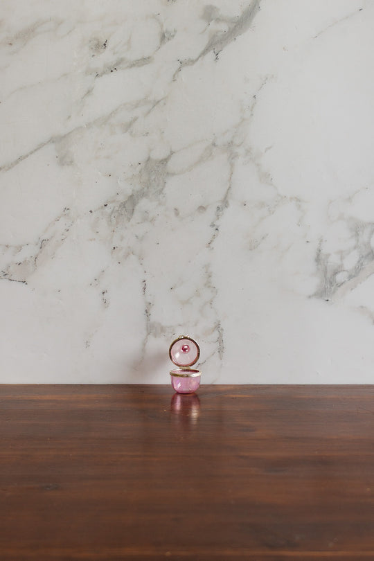 vintage french miniature pink acorn pill box