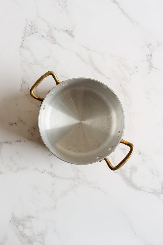 antique french copper pot with tin lining
