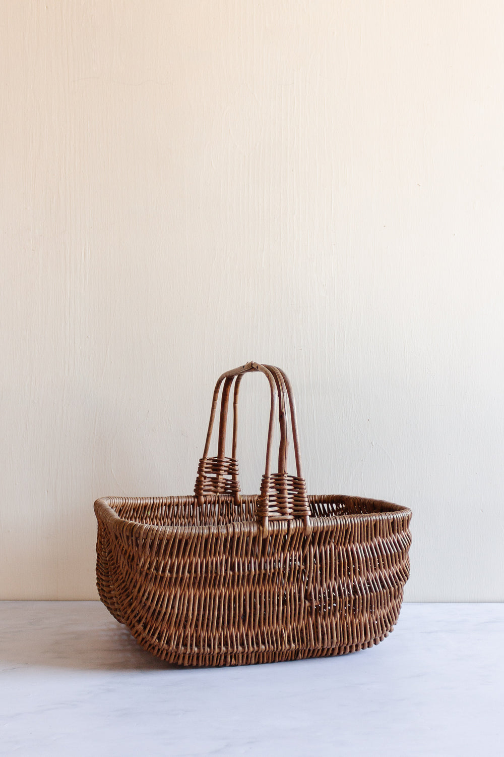 vintage French woven gathering basket