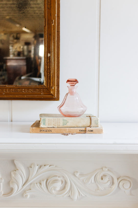 1920s art deco french blush pink petite decanter