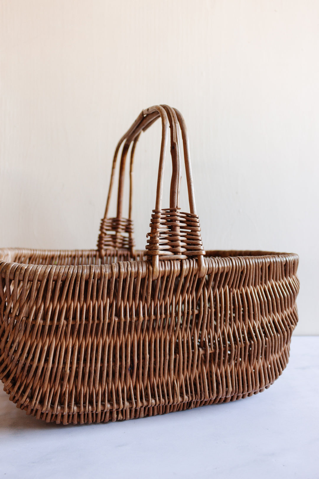 vintage French woven gathering basket