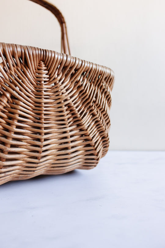 vintage French woven gathering basket