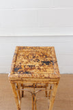 vintage burnt bamboo side table