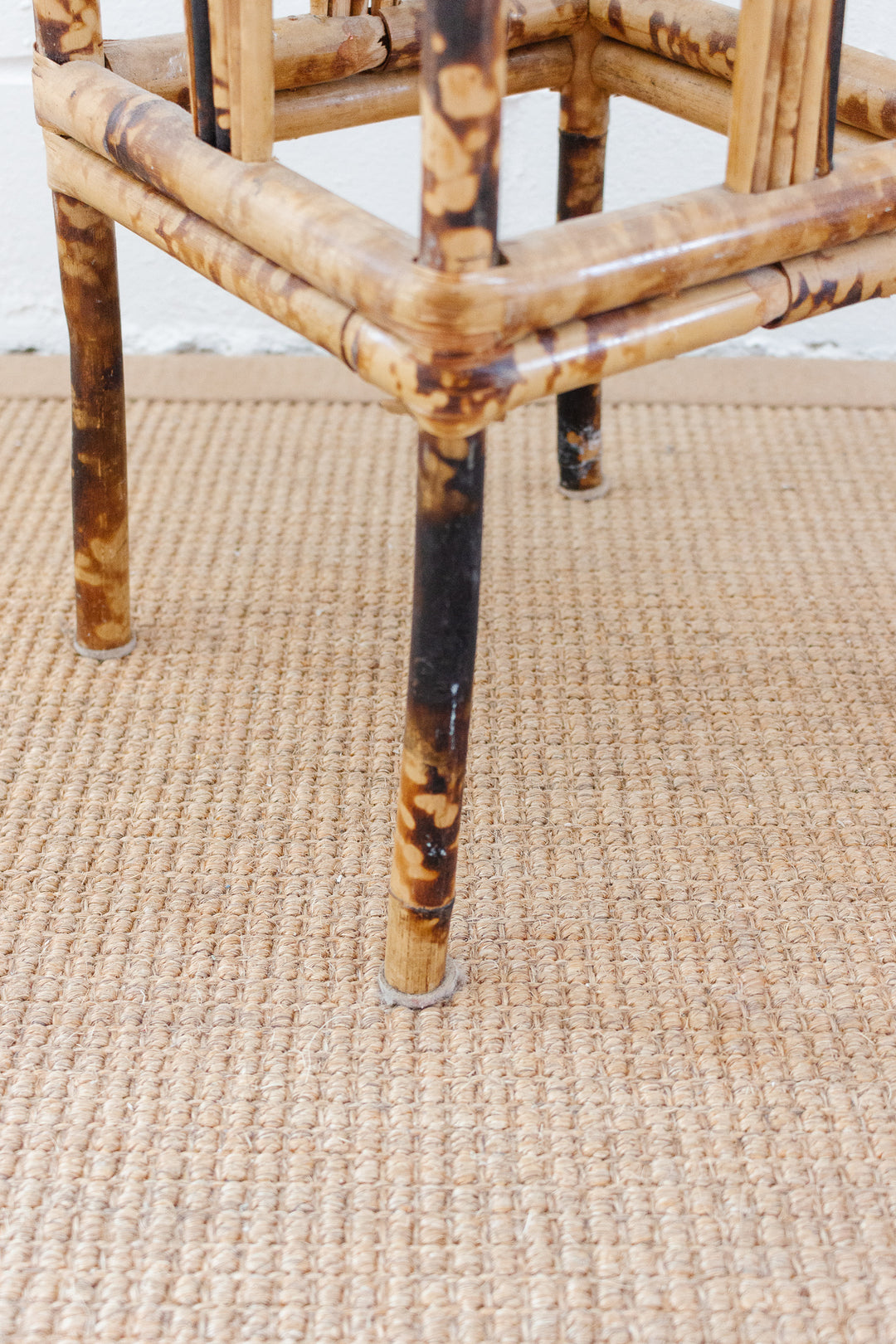 vintage burnt bamboo side table