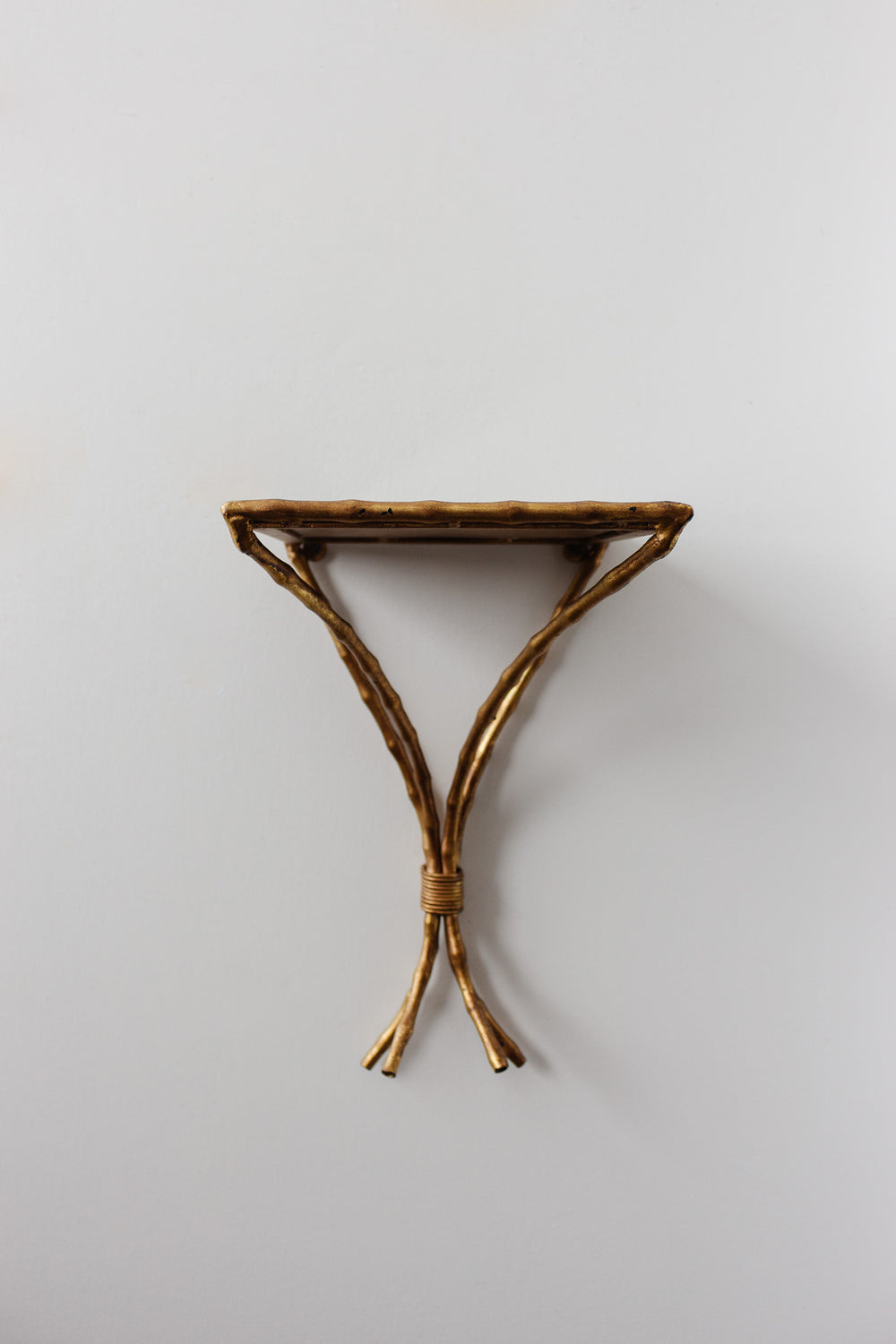 pair of midcentury brass faux bamboo wall sconces with mirrored top in the style of maison bagues